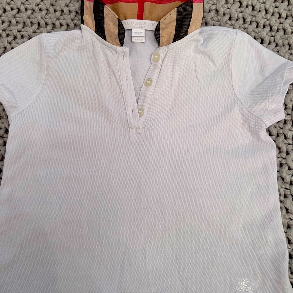 Toddler boy, Burberry white polo size 4T